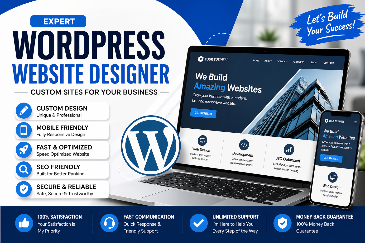 will get Expert WordPress Website Design | Custom, Reliable & SEO-Friendly Site