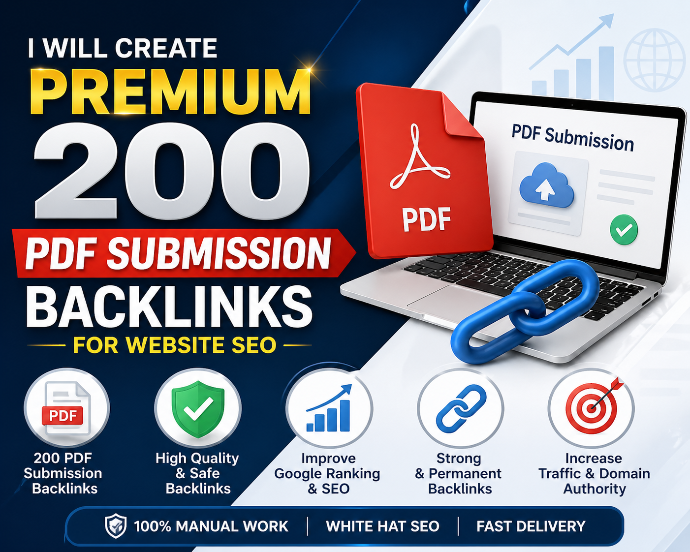 I Will Create Premium 200 PDF submission Backlinks for Website SEO