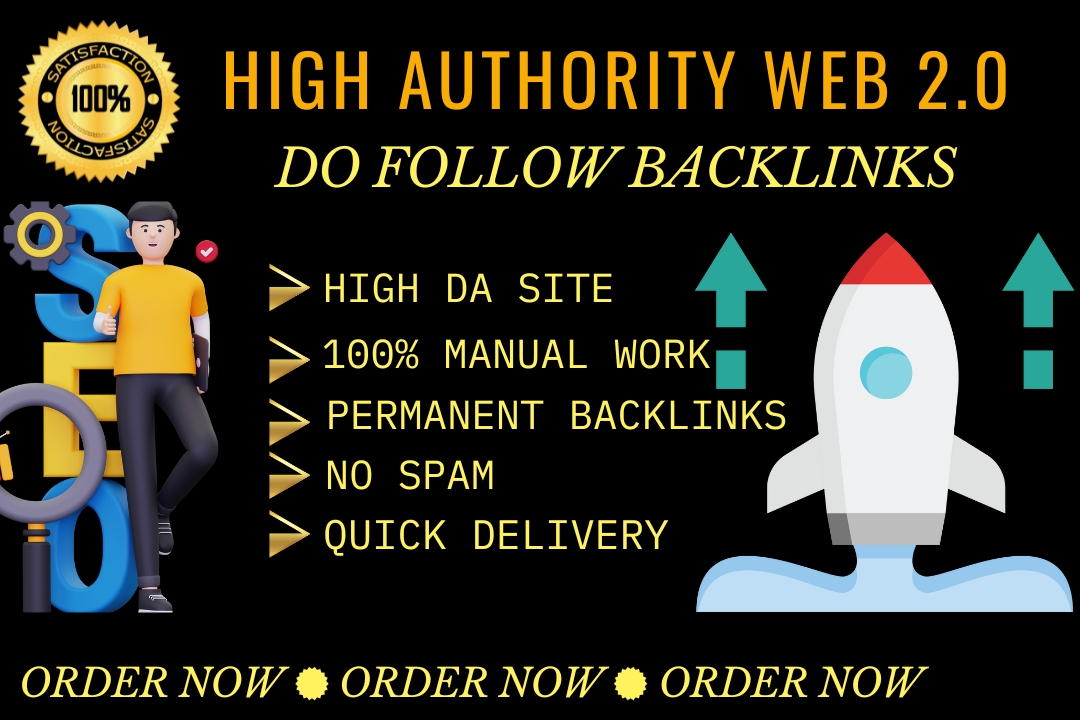 Manually build 80+Web 2.0 DA 90+ SEO do follow backlinks 