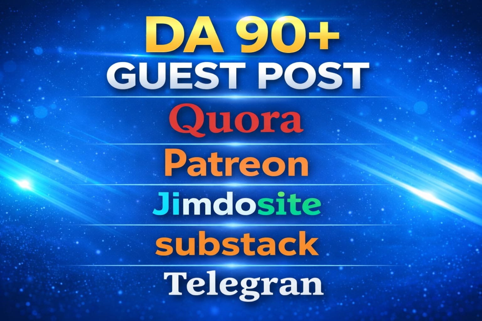 5 Top DA 90+ guest post Quora, Jimdo, Substack, pateron and Telegra