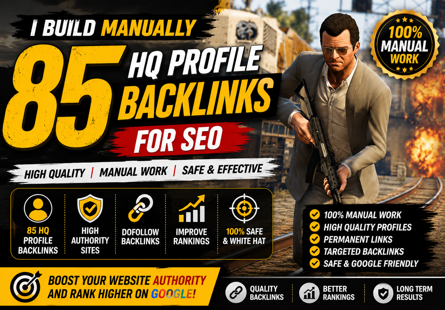 I Build Manually 85 HQ Profile Backlinks for SEO