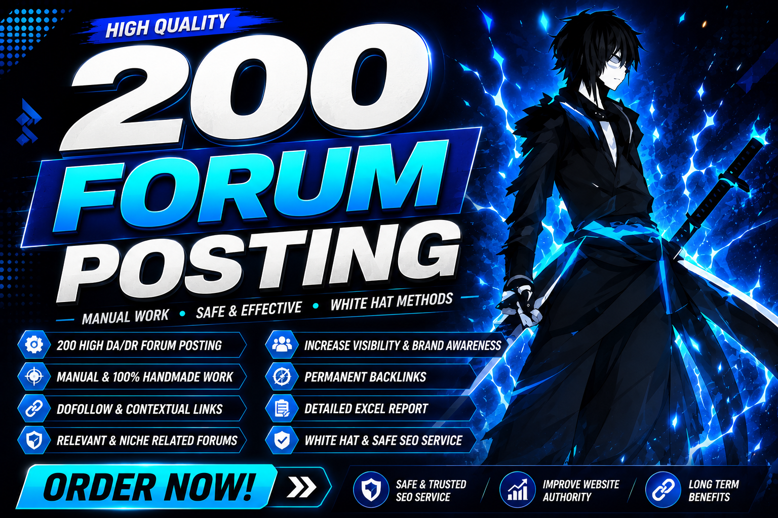 Get 200 Forum Posting Backlinks On High Da Dr domains and manually created