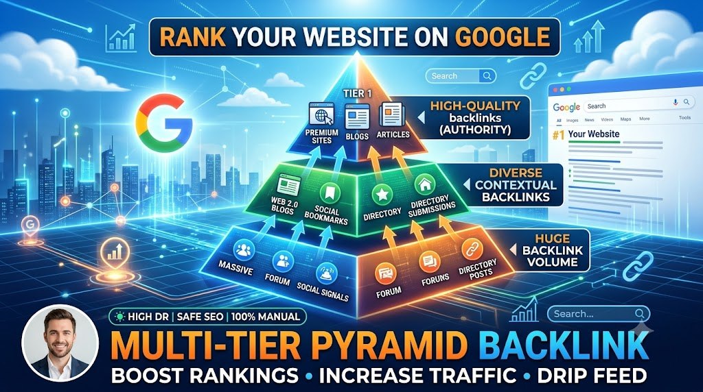 I will build high DA multi tier link pyramid 600 backlinks for google top ranking