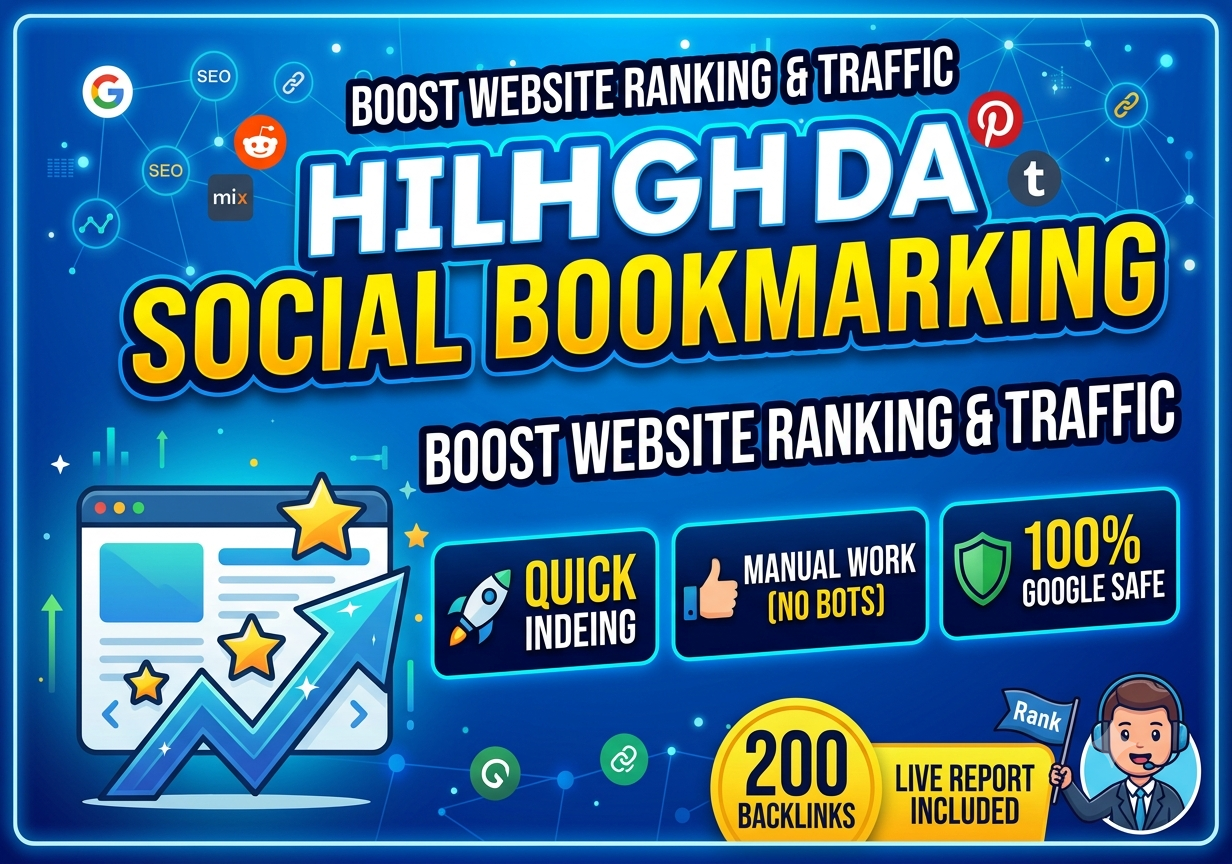 I will do high DA social bookmarking backlinks for Go...