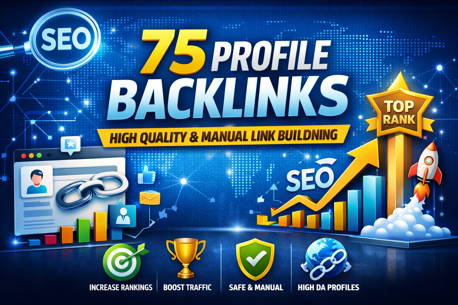I Will Build 75 High DA Profile Backlinks Manually fo...