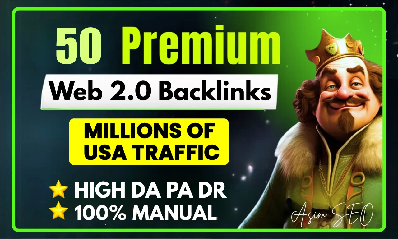 Premium SEO Packgae 50 Web 2.0 Backlinks, Image embe...