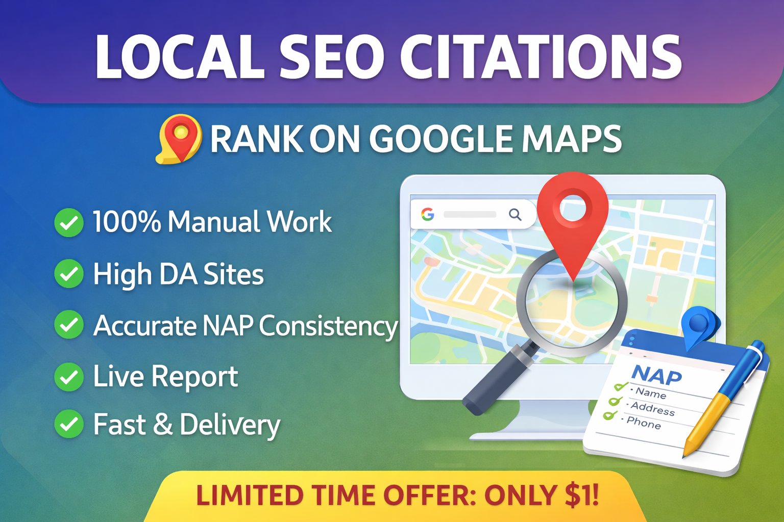 I will build high quality local citations for Google ...