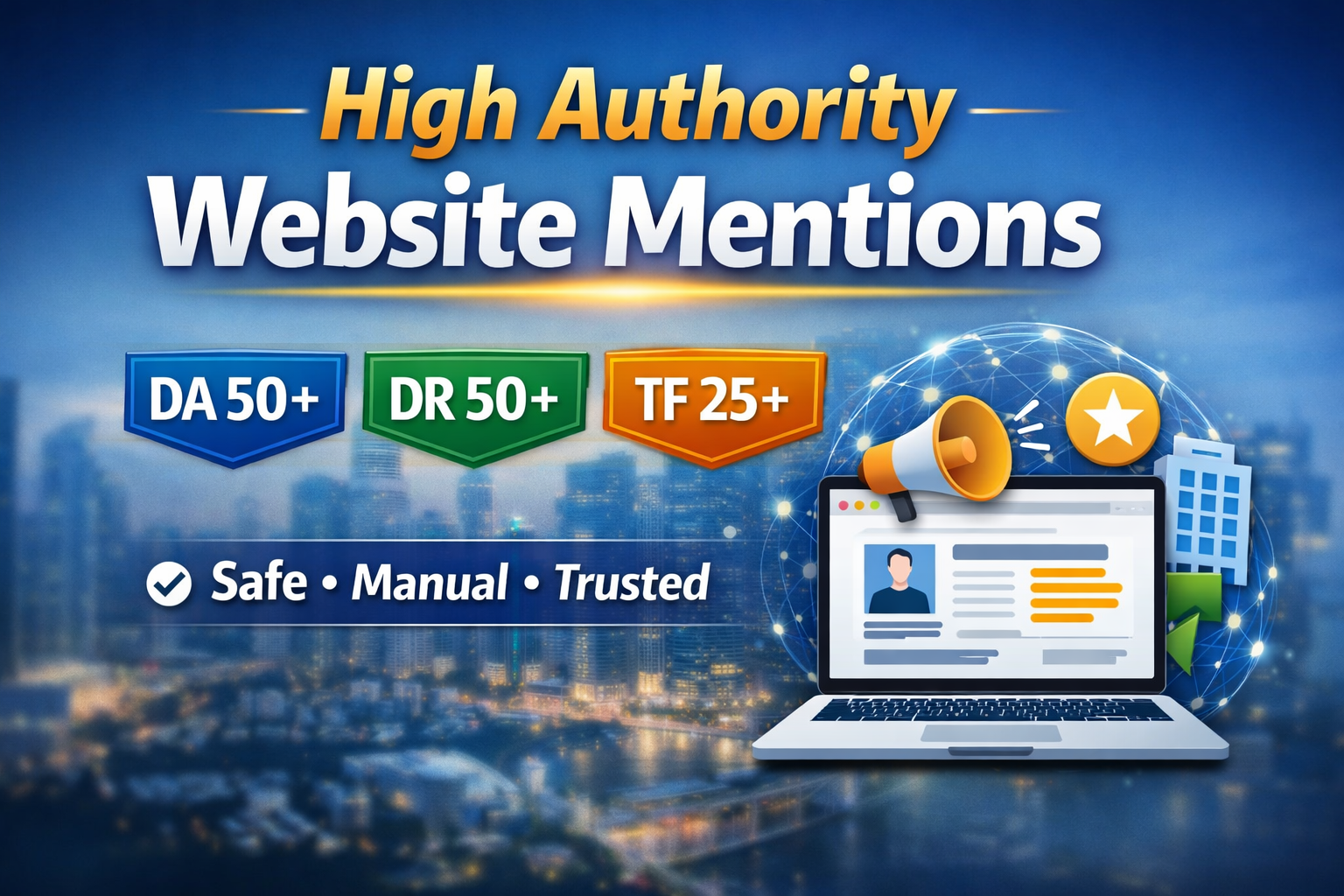 I will secure high authority DA 50+ website mentions ...
