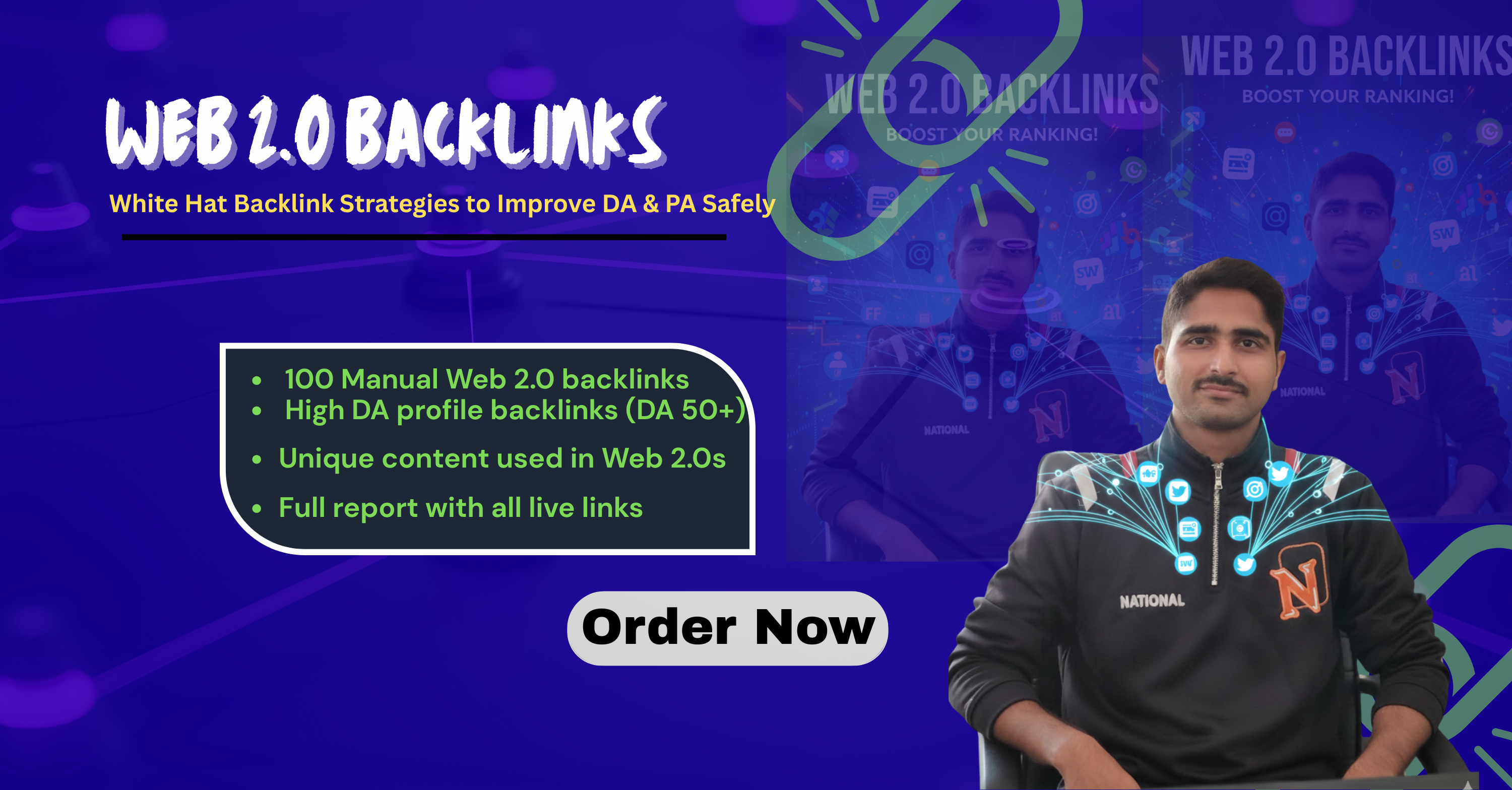 100 Web 2.0 Backlinks Manually Built High DA PA Links...