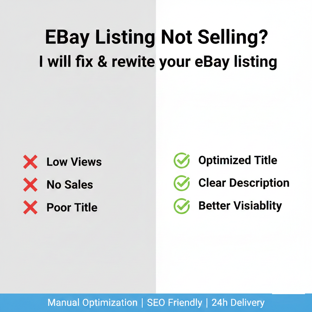 I will fix and rewrite 1 eBay listing to improve sales and visibility