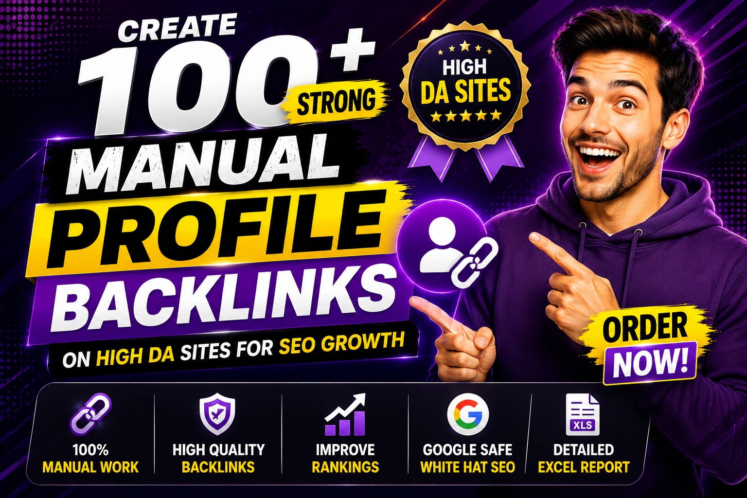 Create 100 Strong Manual Profile Backlinks on High DA...