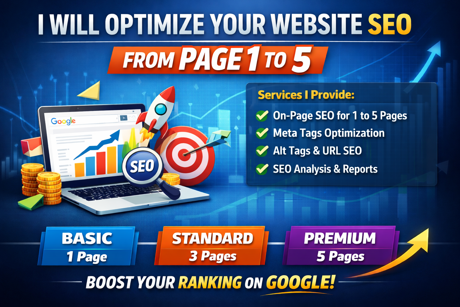I will do complete SEO for 1 to 5 pages of your website