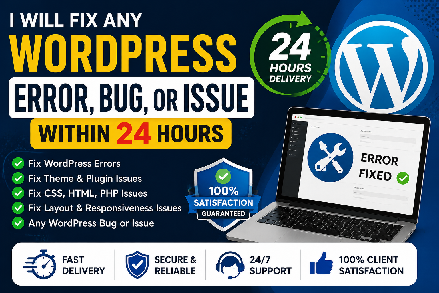 I will fix any WordPress error, bug, or issue within 24 hours