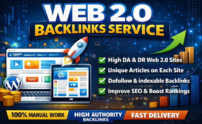 I Will Build 100 High Quality Web 2.0 Backlinks Manually for top Google ranking.
