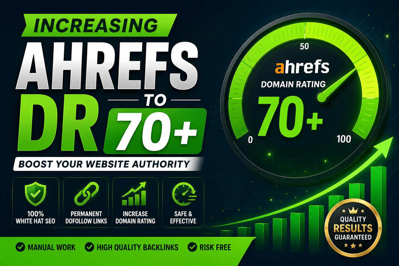 I will increase website Ahrefs DR Domain Rating to 70...