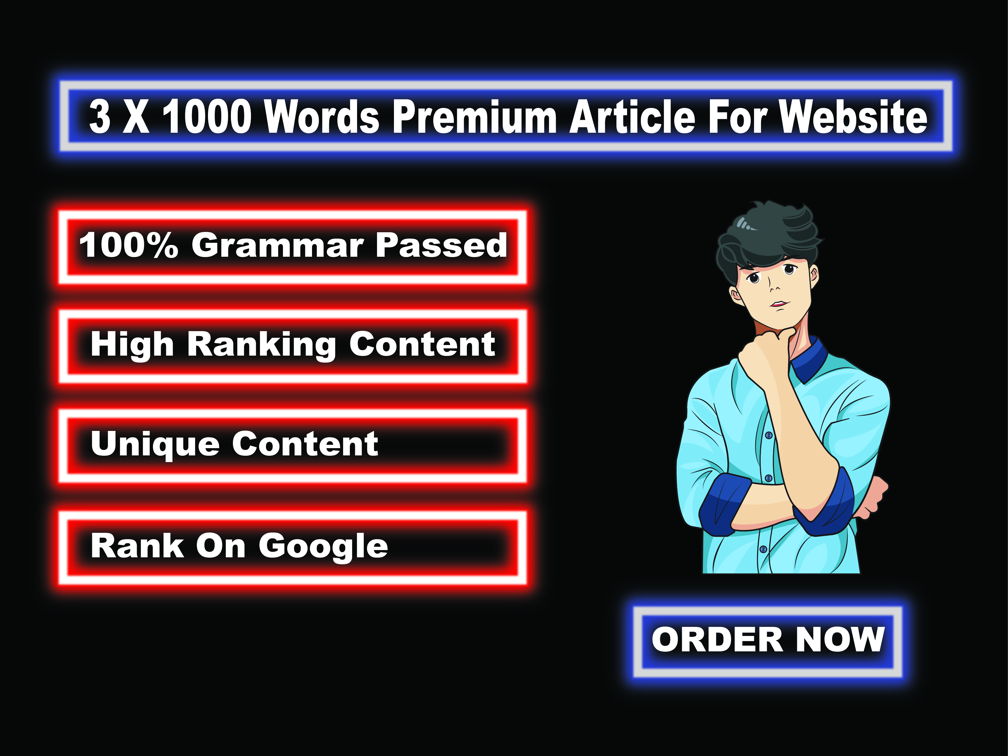 I will write 3 &times; 1000-word premium articles for your website