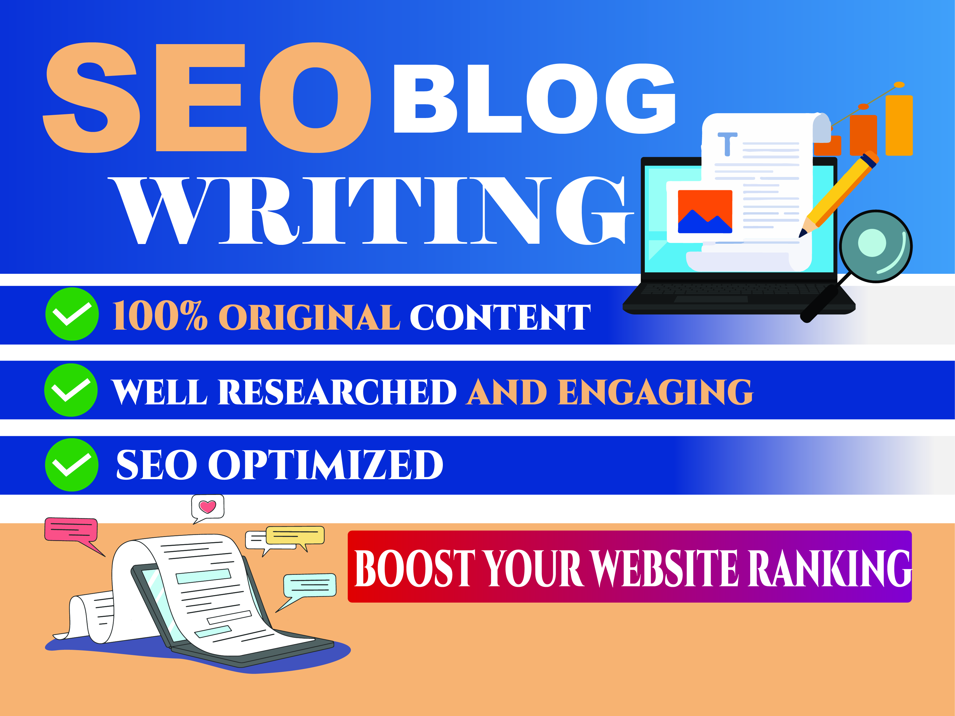 I will write high-quality blog posts and content to grow your website