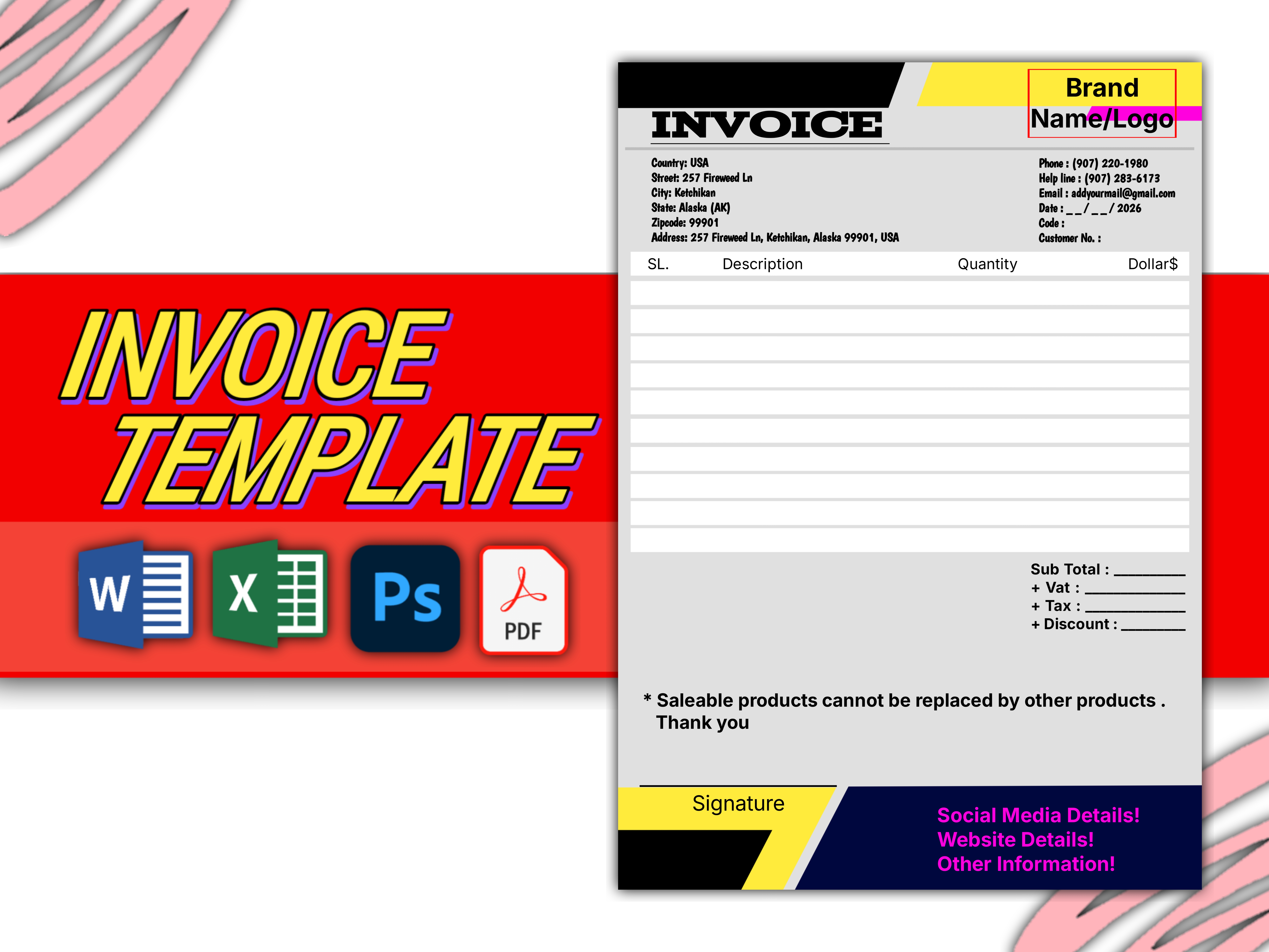 I Will Design Professional Invoice, Business Card & Editable Templates in Word, Excel & PDF
