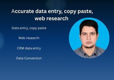 I will do fast and accurate data entry,web research, and typing work