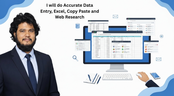 I will do Data Entry, Excel, Copy Paste and Web Research