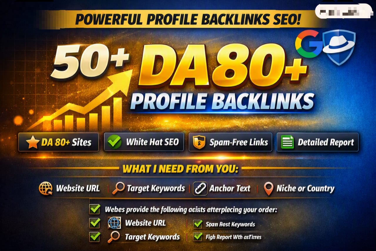 Manually White‑Hat 50 High‑Quality (DA 80+) Profile Backlinks Boost SEO Ranking &ndash; 
