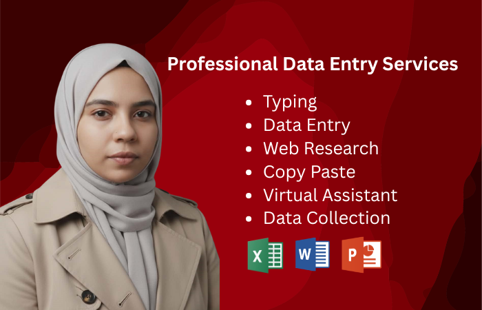 I will provide professional Data Entry, Web Research and Copy Paste services.