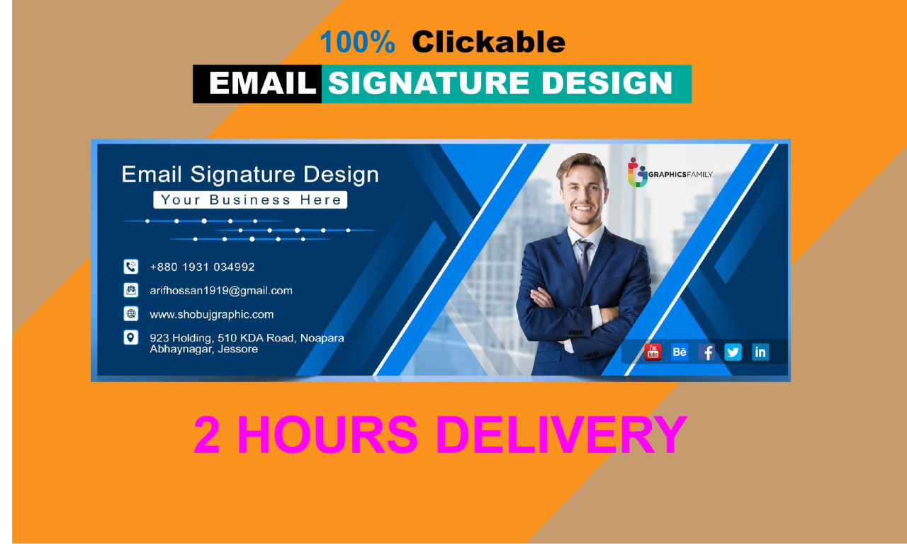 I will create HTML email signature, clickable email ...