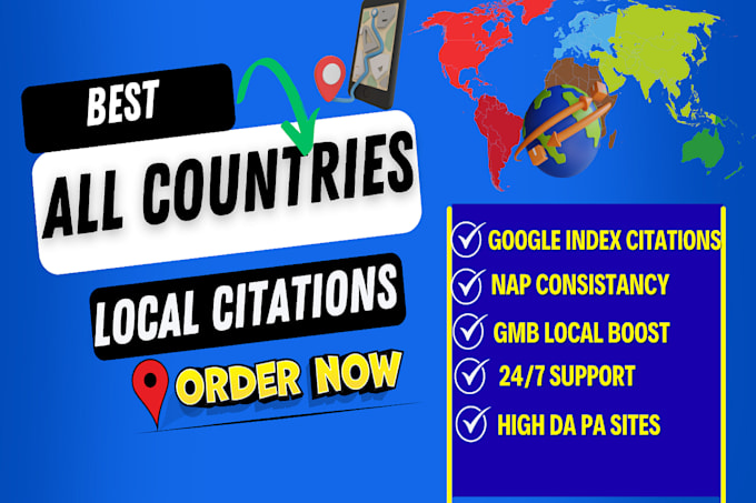 I will do 55 local citations for USA, UK, canada, australia and worldwide 