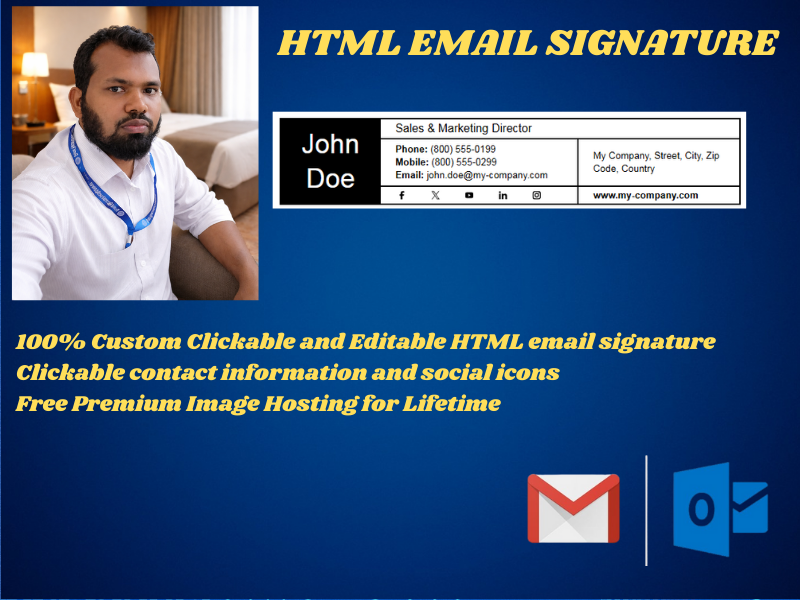 I design responsive, clickable HTML email signatures for your brand
