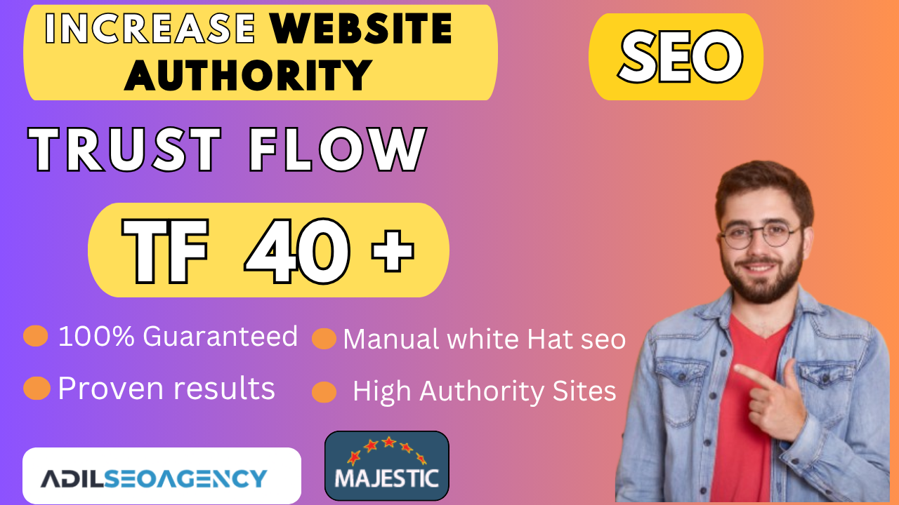 I Will increase High Authority TF 40+ SEO Backlinks to Boost Your Website Ranking