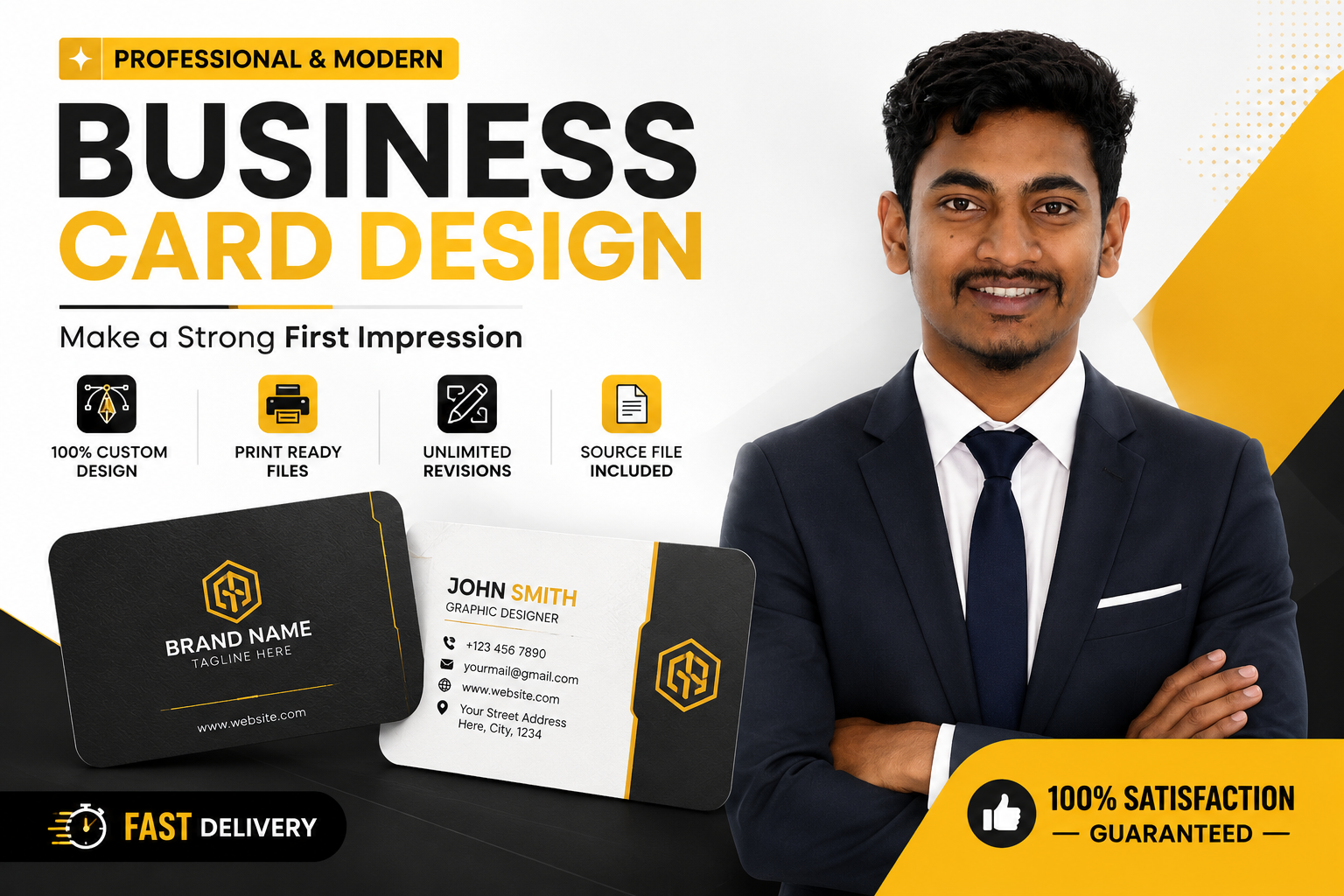 I will design a modern professional business card