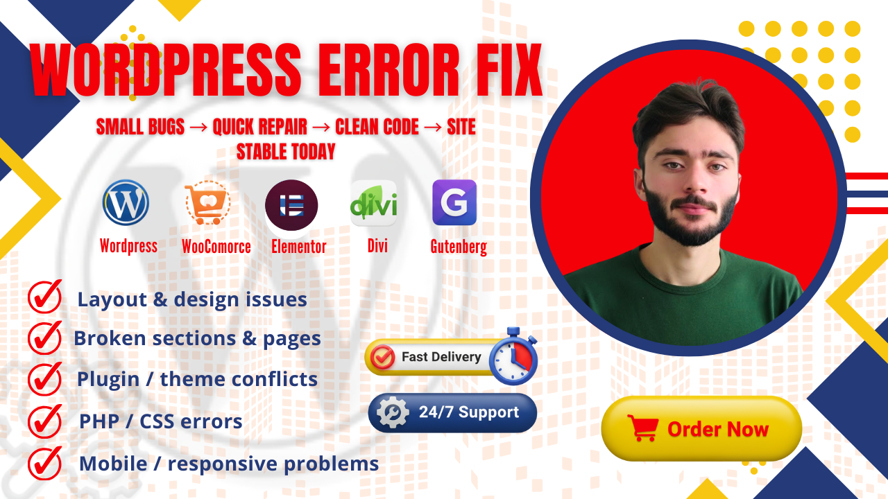 I will fix small WordPress errors, bugs, and issues fast