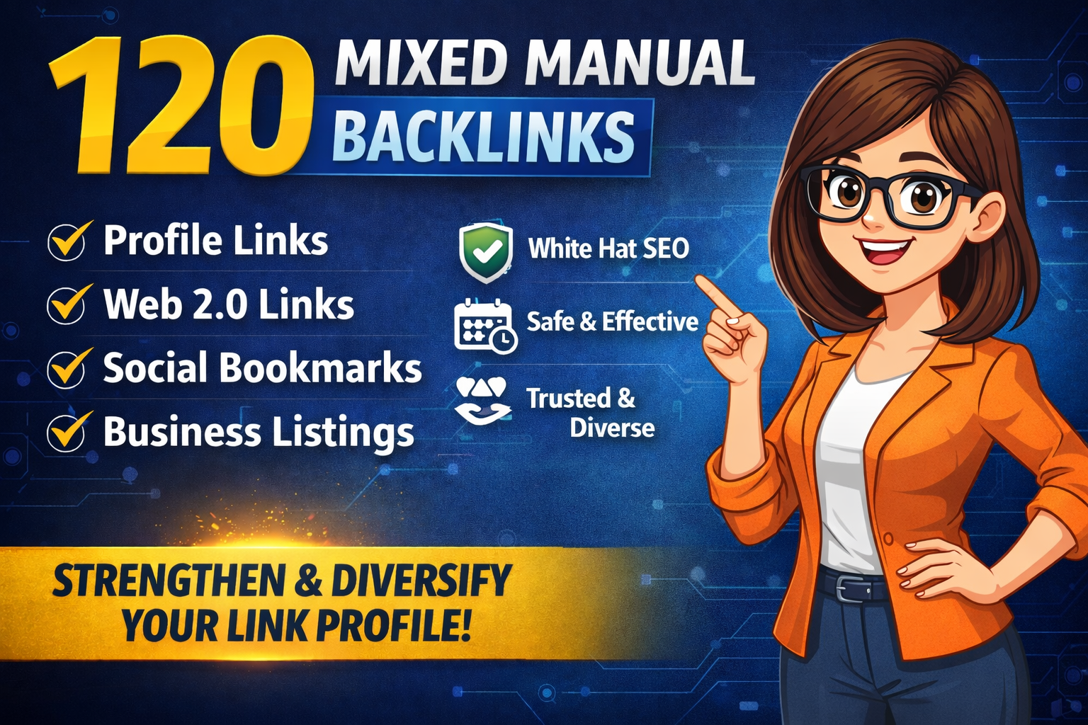 I will build 120 mixed manual backlinks for safe off page SEO growth