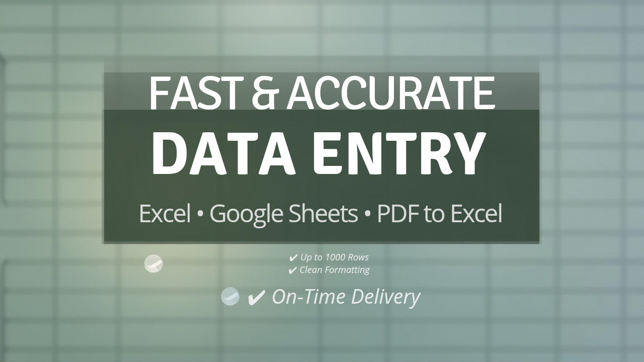 Fast Data Entry, PDF to Excel, Copy-Paste Tasks
