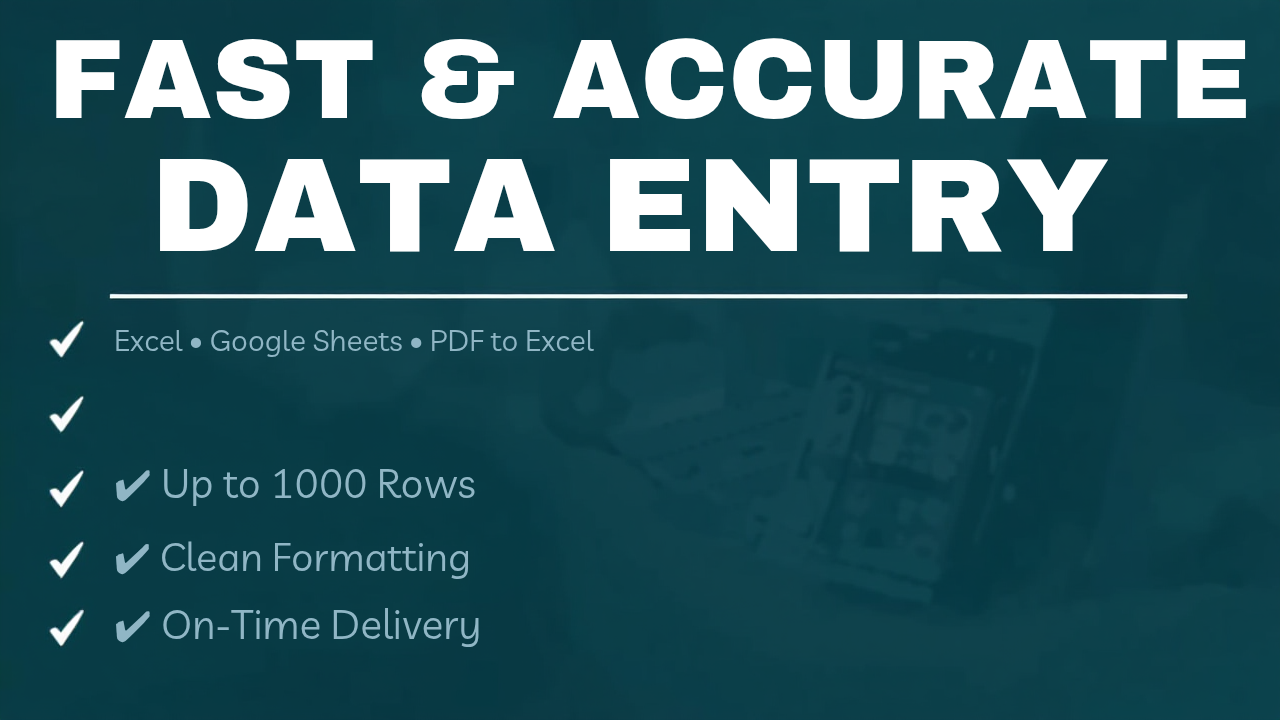 Fast Data Entry, PDF to Excel, Copy-Paste Tasks