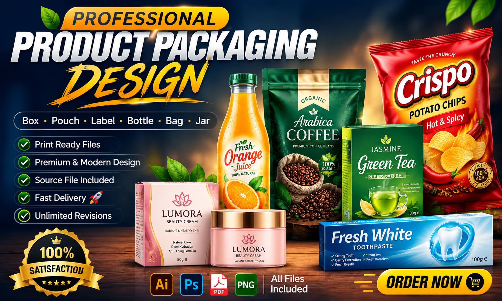 I will design professional product packaging, label,...