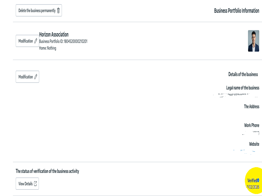 Meta Business Manager Verification Service (Green Check)