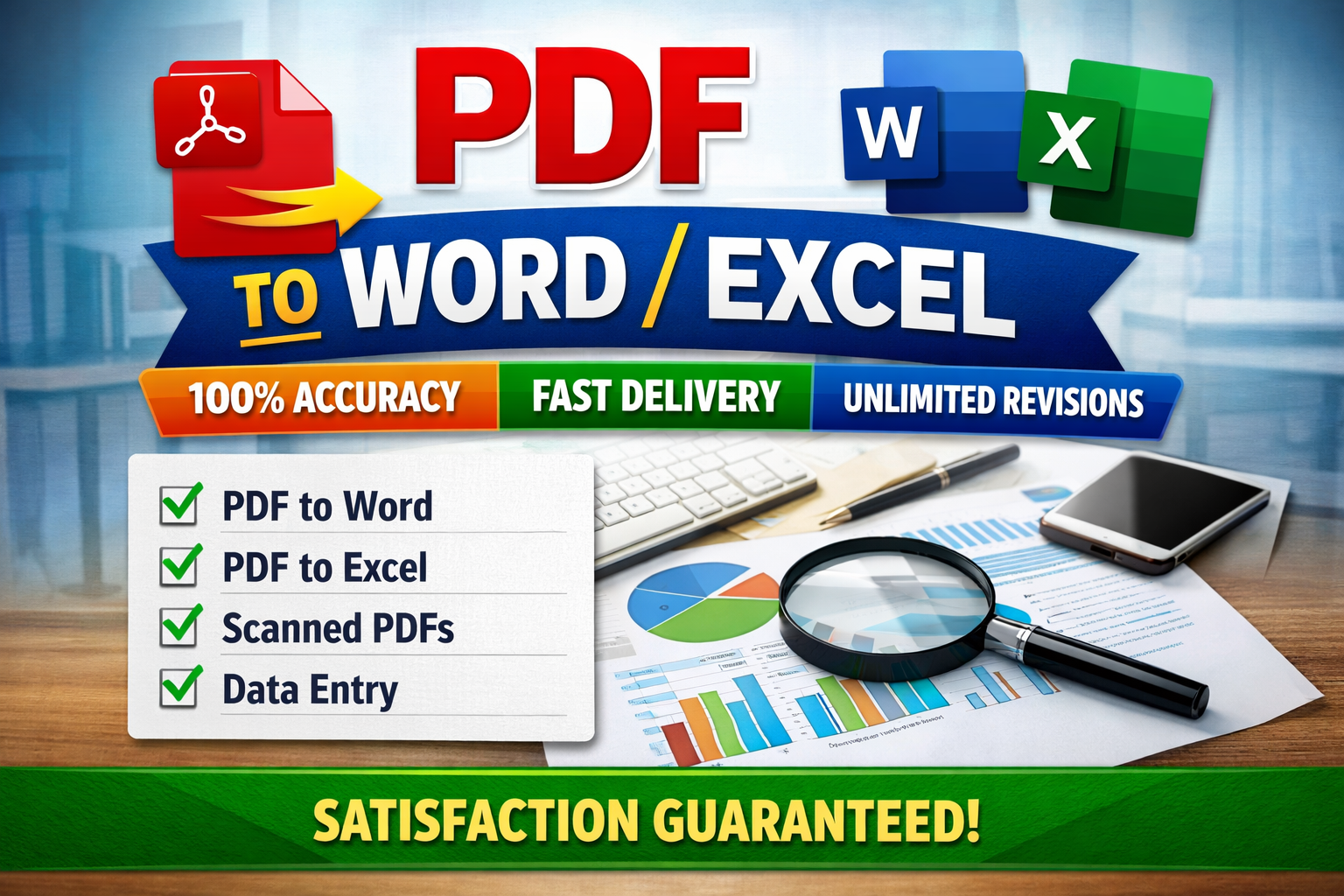I will convert your PDF to Word or Excel and do accurate Data Entry