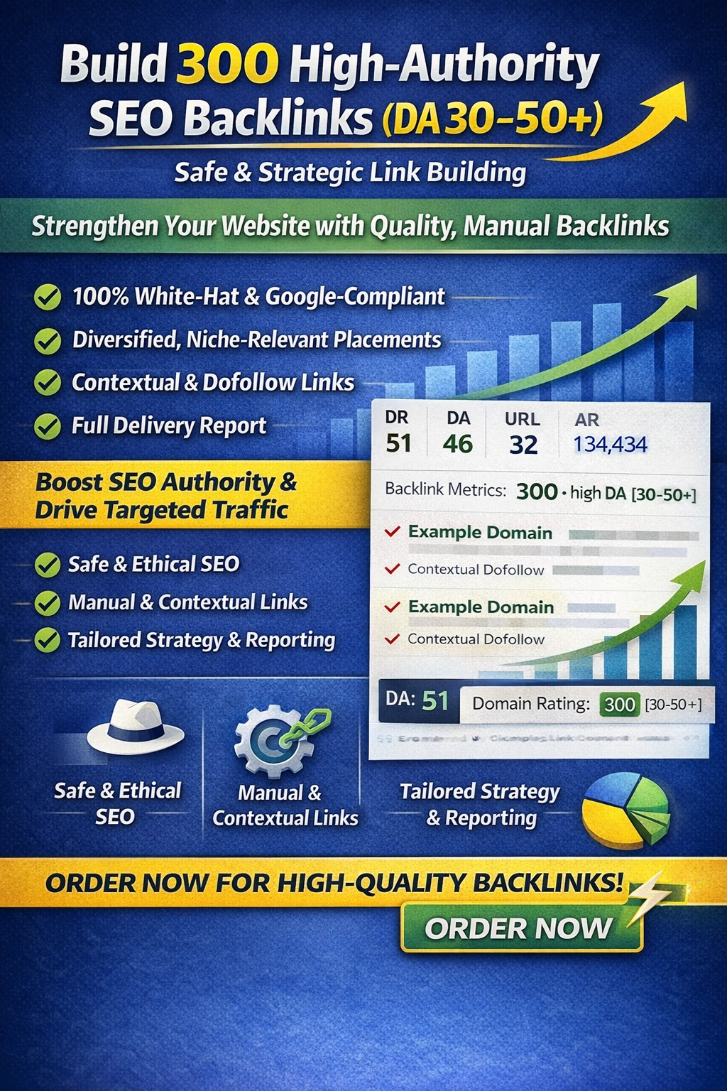 Build 300 High-Authority SEO Backlinks DA 30- 50+ Saf...