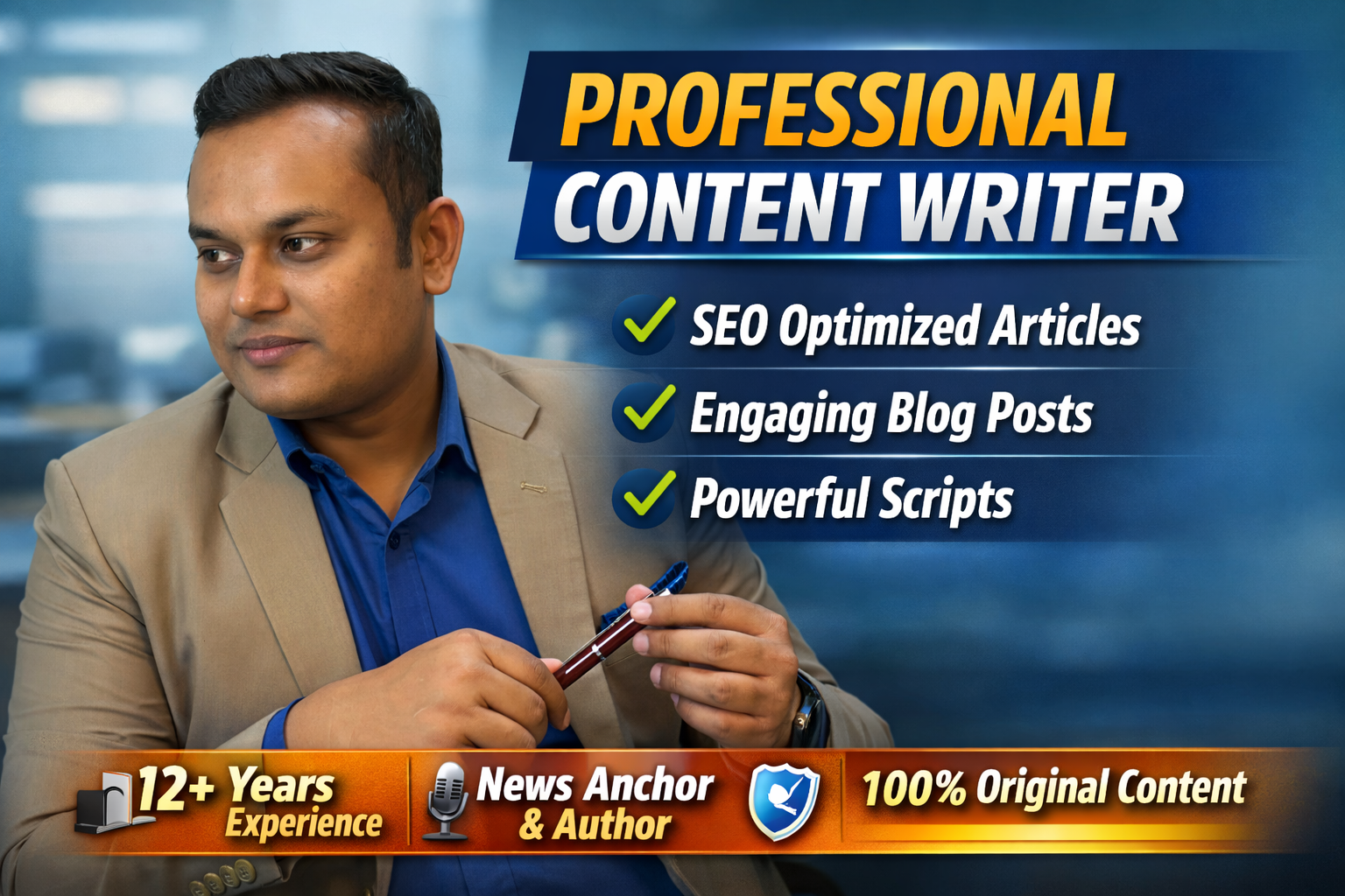 SEO Blog & Script Writer | 12+ Years News Anchor | Research-Driven Storyteller