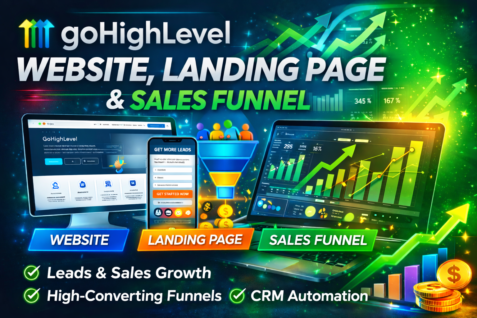 I will build GoHighLevel Website, Landing Page and High-Converting Sales Funnel