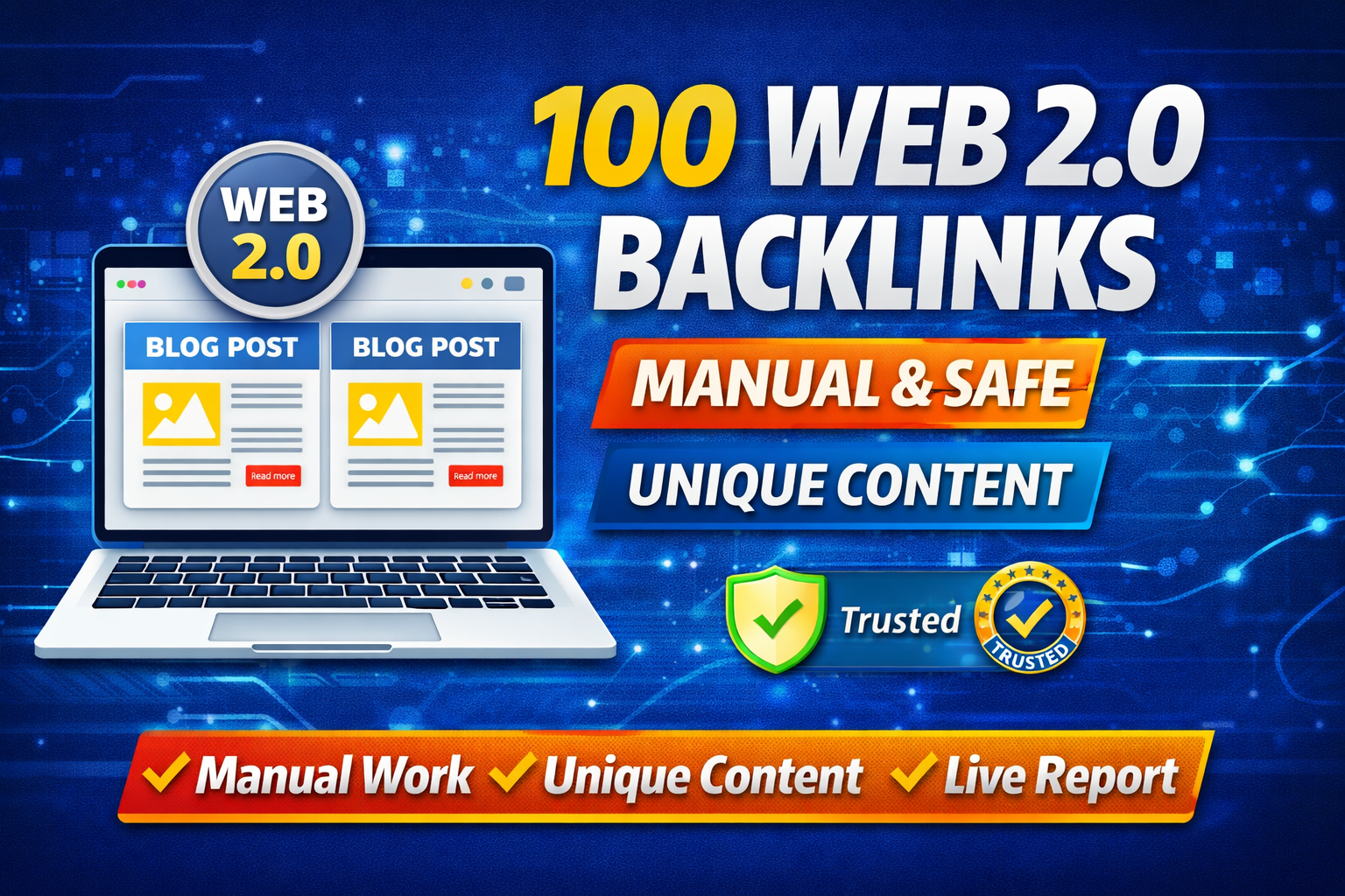 I will create 100 high authority Web 2.0 backlinks wi...