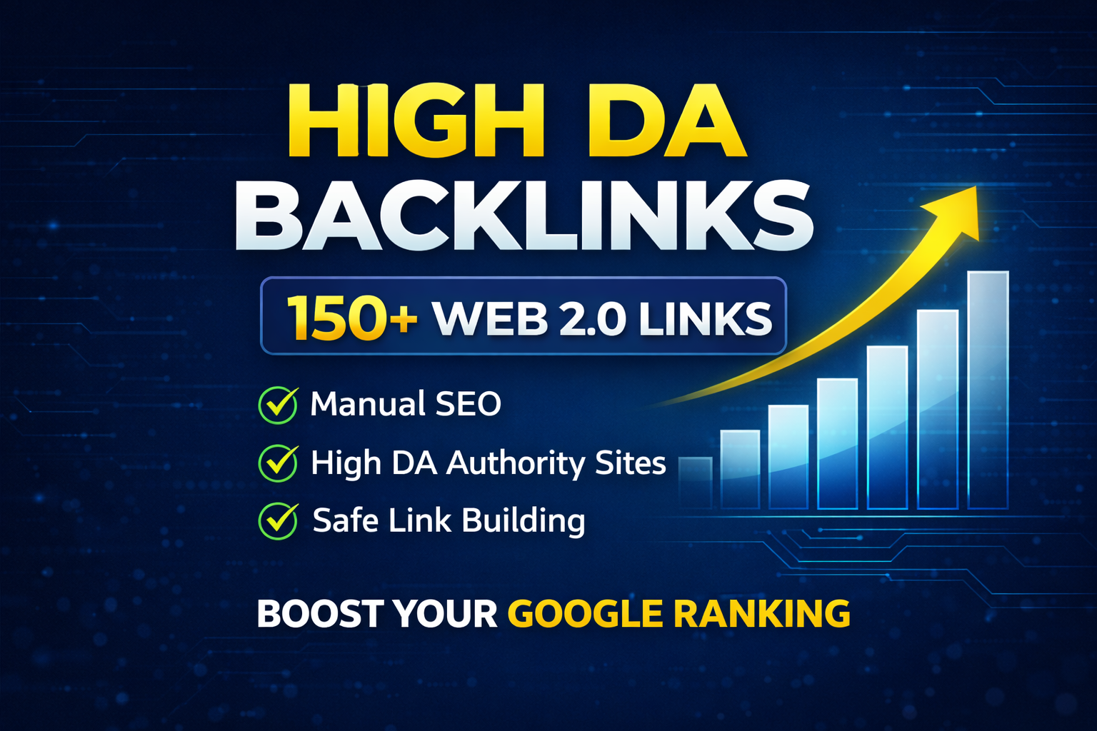 I will build 150+ high DA backlinks manually to boost...