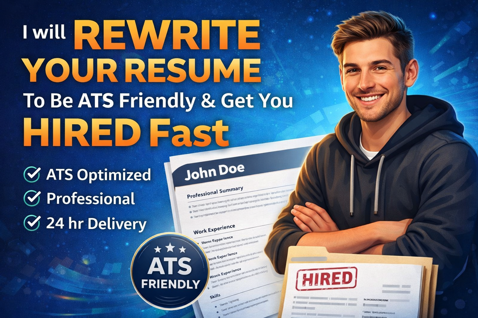 I will rewrite your resume to be ATS-friendly and get you hired fast