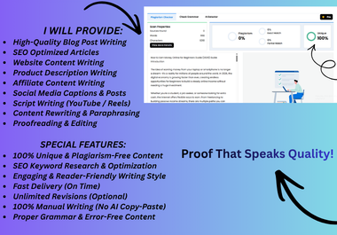 I will write SEO optimized high quality articles and blog content on any niche for your website