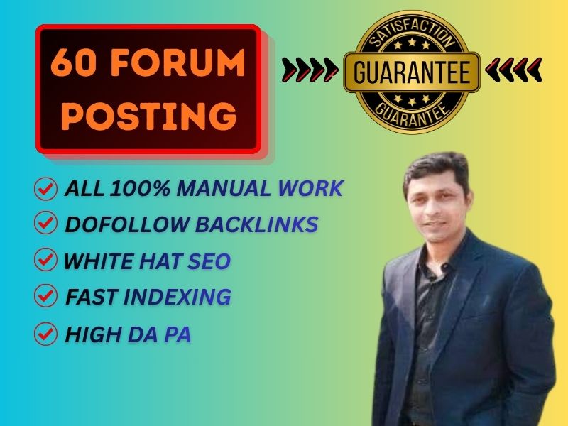 I Will provide safe and natural 60 forum posting backlinks with high DA sites