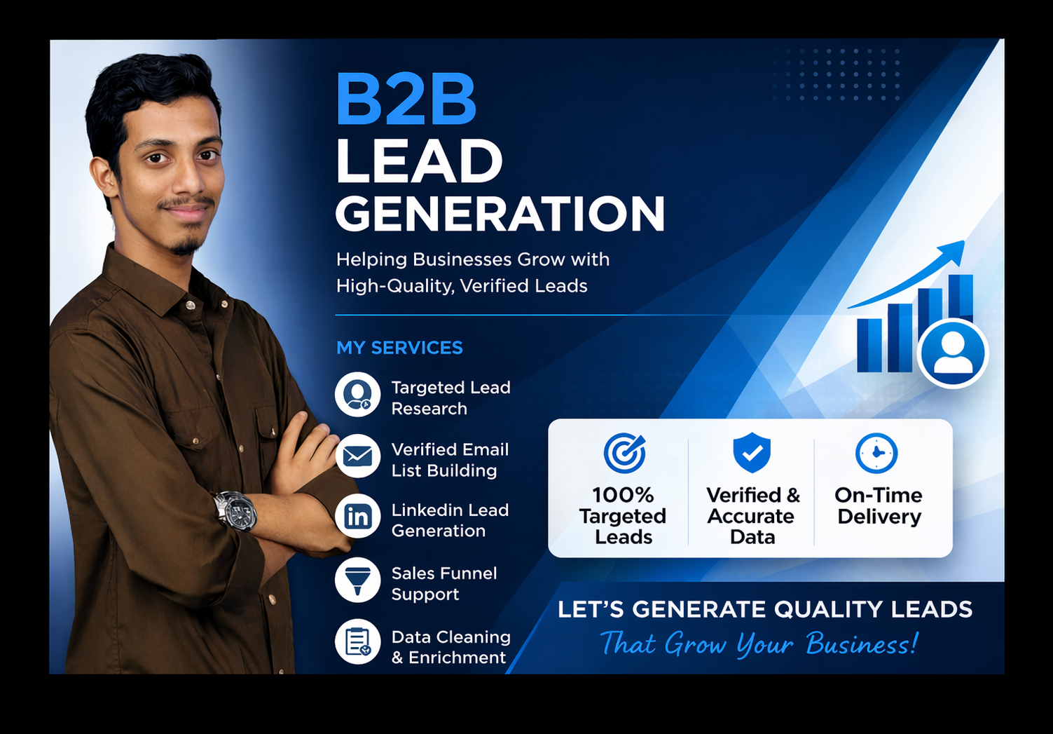 I will do 100 targeted B2B lead generation, LinkedIn lead generation, and email list building