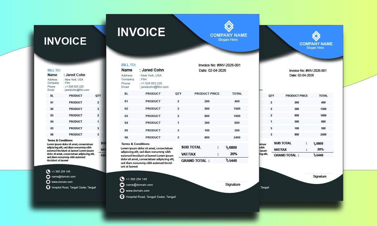 Create Professional Invoice, Letterhead and Receipt Design