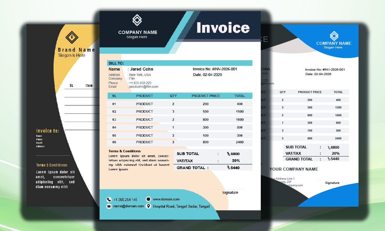 Create Professional Invoice, Letterhead and Receipt Design