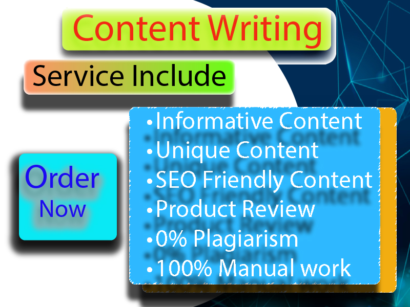 I will write 1000+ words of content about your needs. 100% Plagiarism free.